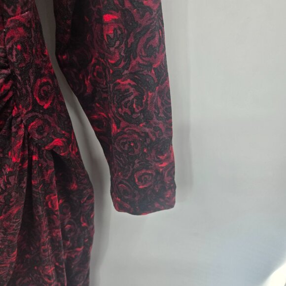 Talbots Red Floral Rose Side Cinched Sheath Midi Dress - Picture 6 of 11